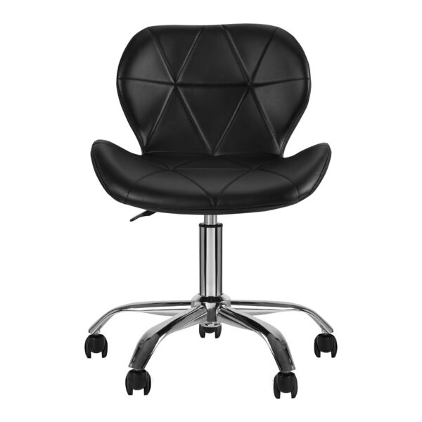 Taburet salon 4Rico QS-06 cu spătar și bază cromată, negru, imaginea 4