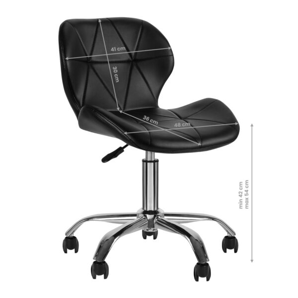 Taburet salon 4Rico QS-06 cu spătar și bază cromată, negru, imaginea 6