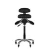 Taburet salon AM-880 înalt cu spătar și roți Roll Speed, negru, imaginea 2