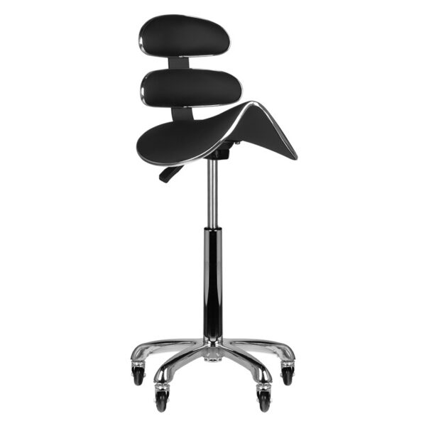 Taburet salon AM-880 înalt cu spătar și roți Roll Speed, negru, imaginea 5