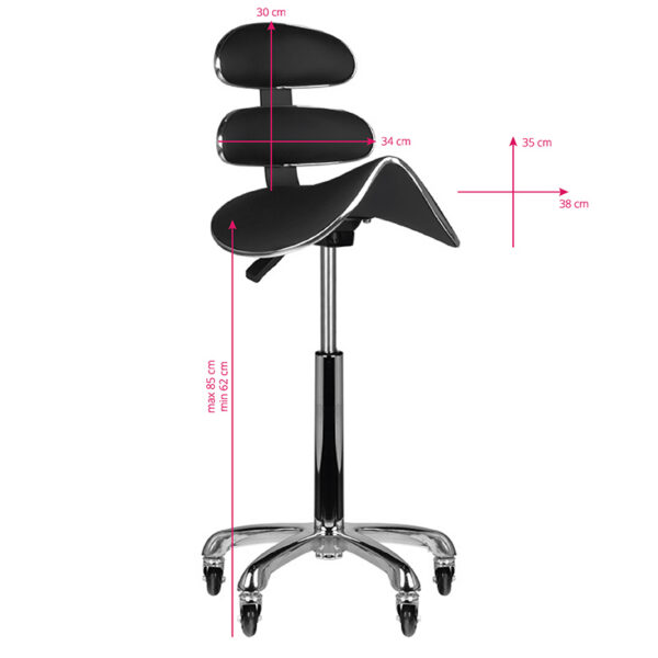 Taburet salon AM-880 înalt cu spătar și roți Roll Speed, negru, imaginea 6