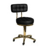 Taburet salon AM-961 negru cu elemente aurii și șezut matlasat, negru, imaginea 1