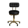 Taburet salon AM-961 negru cu elemente aurii și șezut matlasat, negru, imaginea 2
