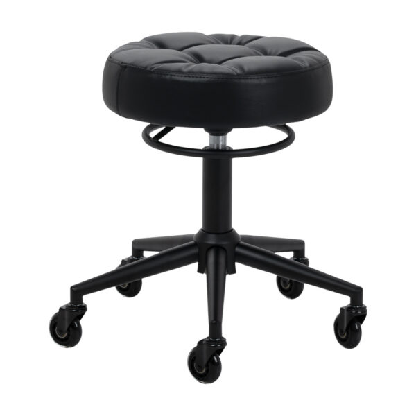 Taburet salon Gabbiano D054 negru cu bază neagră, matlasat, negru, imaginea 1