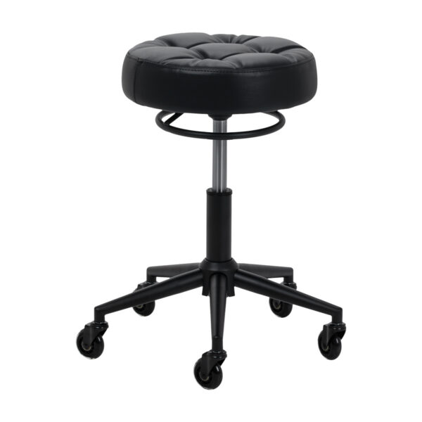 Taburet salon Gabbiano D054 negru cu bază neagră, matlasat, negru, imaginea 2