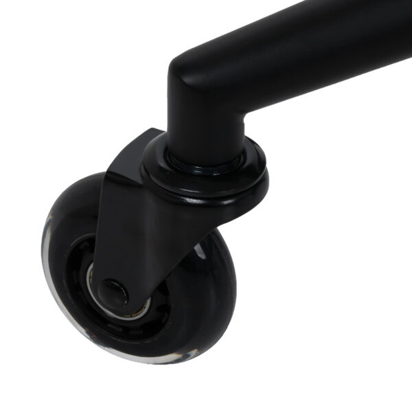 Taburet salon Gabbiano D054 negru cu bază neagră, matlasat, negru, imaginea 5