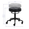 Taburet salon Gabbiano D054 negru cu bază neagră, matlasat, negru, imaginea 6