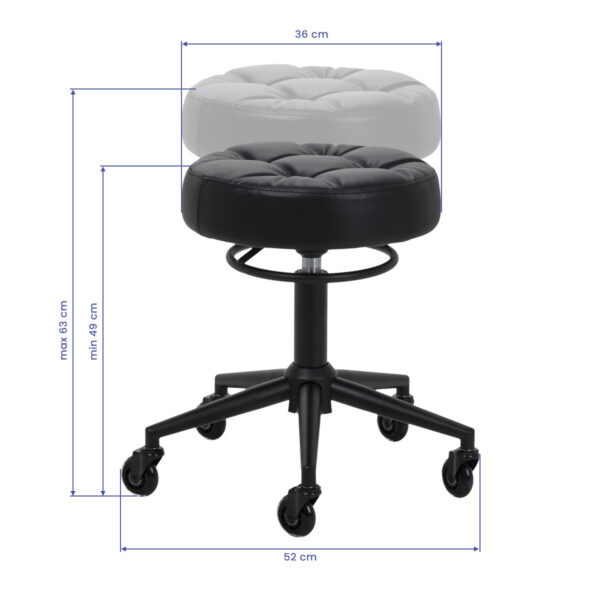 Taburet salon Gabbiano D054 negru cu bază neagră, matlasat, negru, imaginea 6