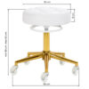 Taburet salon Gabbiano D054G alb cu bază aurie, matlasat, alb cu auriu, imaginea 6