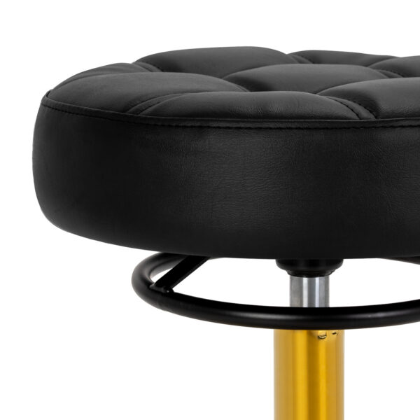 Taburet salon Gabbiano D054G negru cu bază aurie, matlasat, alb cu auriu, imaginea 3
