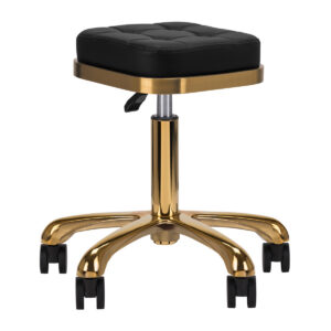 Taburet salon M-1645 negru cu auriu, șezut matlasat, negru cu auriu, imaginea 1