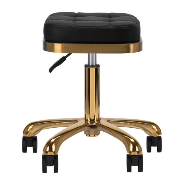 Taburet salon M-1645 negru cu auriu, șezut matlasat, negru cu auriu, imaginea 2