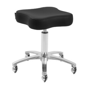 Taburet salon Omega Supremo rotativ, bază cromată, negru