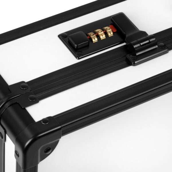 Trusă frizer din aluminiu cu cifru dublu, alb cu negru, negru, imaginea 6